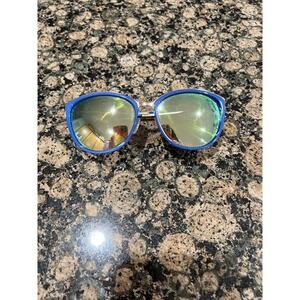 Perverse Blue Mirrored Sunglasses Gold Temples Green Lens Fashion Eyewear